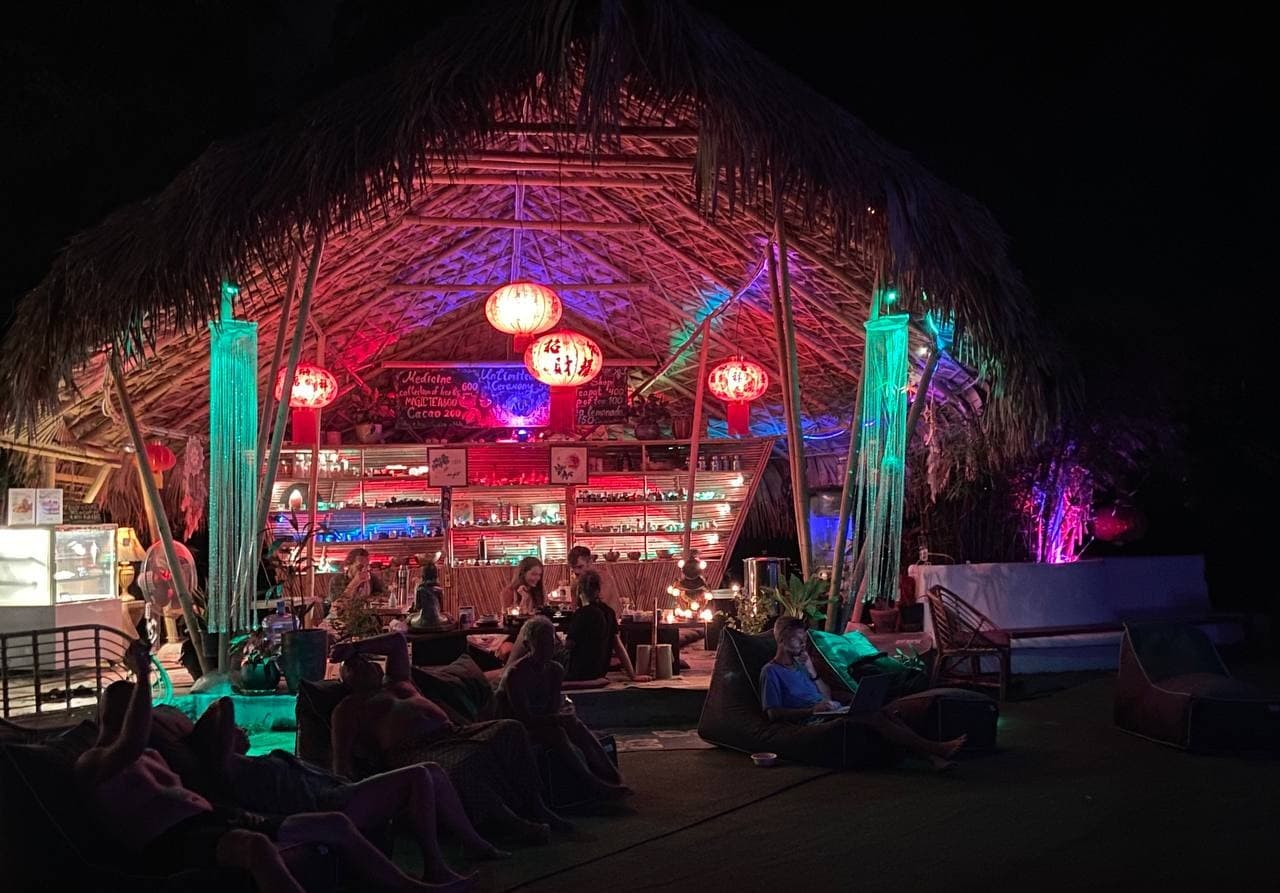 The cacao bar and lounge after dark