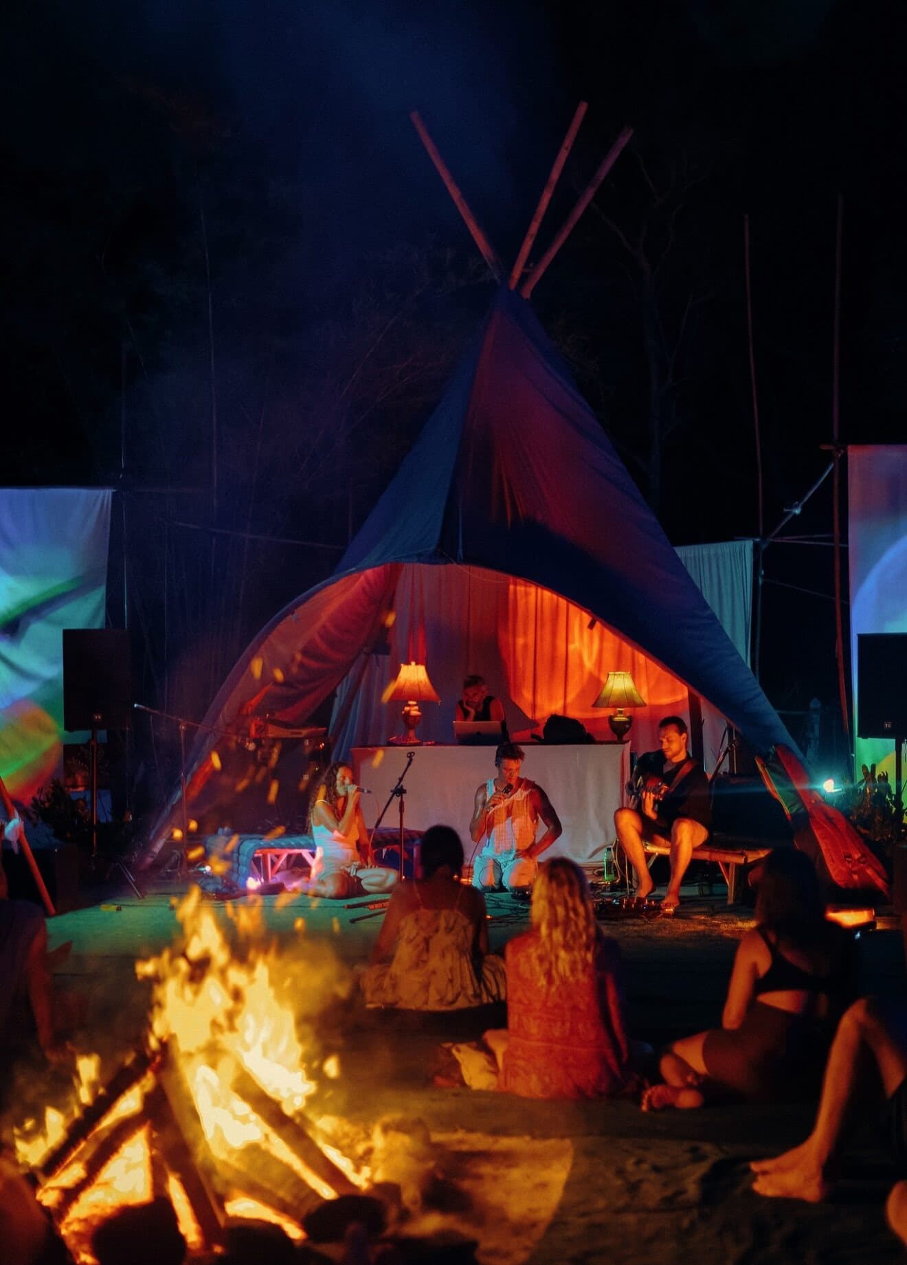 Intimate evening sound session inside the tipi at AUM