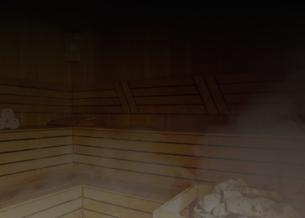 Herbal sauna at AUM, steam and warm wooden walls